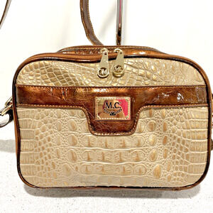 Y2K MC Marc Chantal Purse 2-Tone Moc Croc Textured Patent Crossbody Shoulder Bag